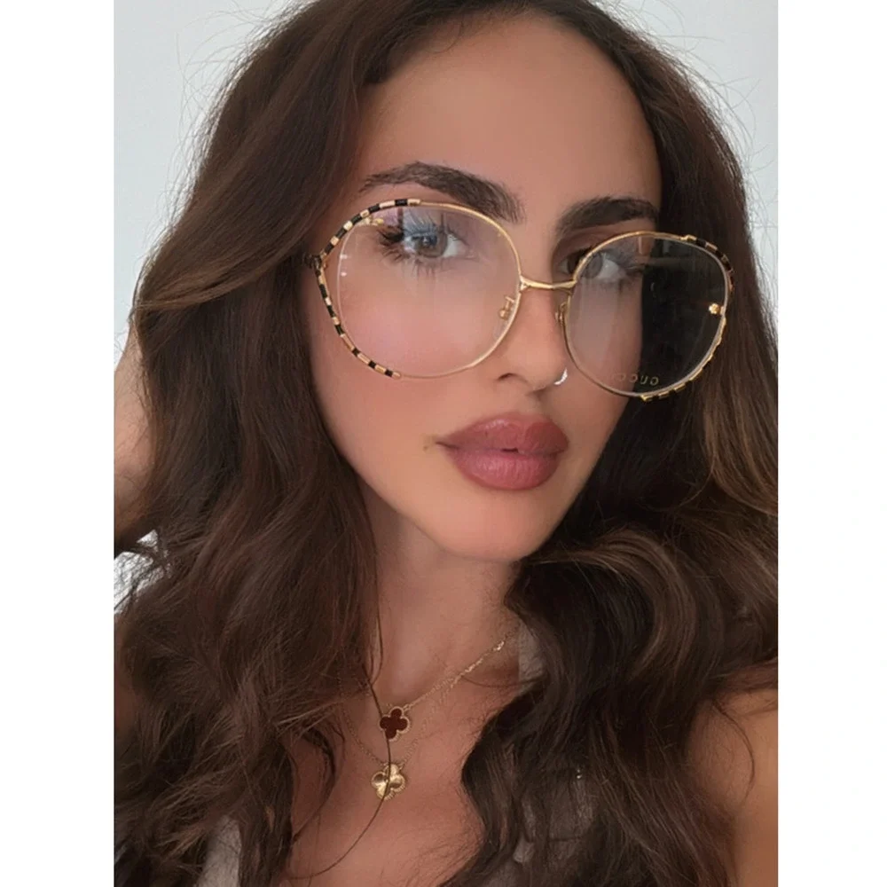 NEW Gucci GG0596OA Gold Round Eyeglasses Frames